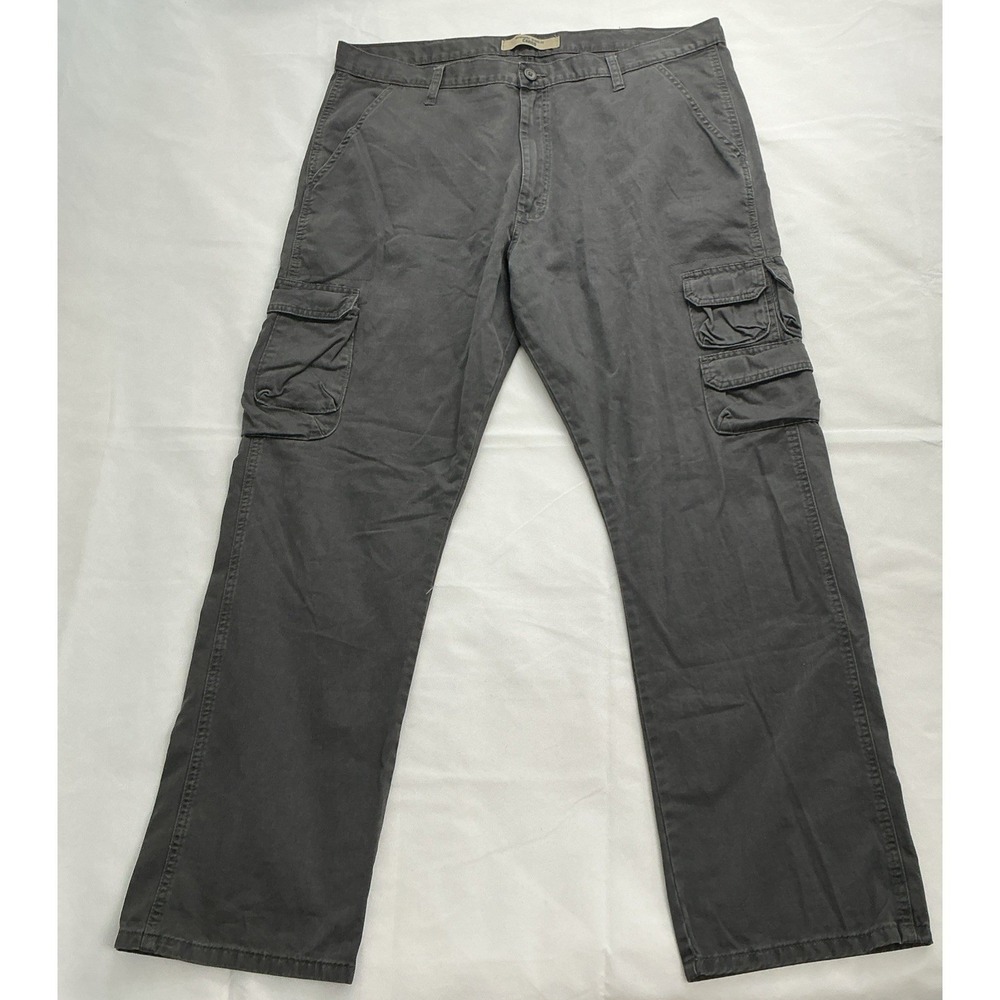 Wrangler Cargo Pants Mens 40x32 Gray Cotton Canvas Straight Leg Workwear 70BRWAH